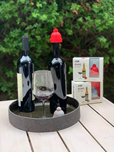 Load image into Gallery viewer, Beanie Cap Decorative Silicone Bottle Stopper in a gift box, Set of Two, Novelty Cork Replacement, Beverage and wine Keeper, champagne bottle stoppers (Blue &amp; Grey)
