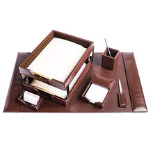 Load image into Gallery viewer, Dacasso Bonded Leather Desk Set, 8pcs, Brown
