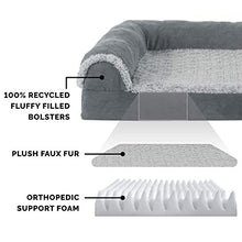 Load image into Gallery viewer, Furhaven Pet Dog Bed - Deluxe Orthopedic Two-Tone Plush and Suede L Shaped Chaise Lounge Living Room Corner Couch Pet Bed with Removable Cover for Dogs and Cats, Stone Gray, Jumbo
