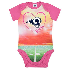 NFL Los Angeles Rams Female Short sleeve Stadium Bodysuit, Pink, 6-9 Months