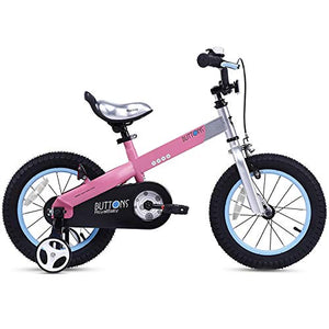RoyalBaby Boys Girls Kids Bike 16 Inch Matte Button Bicycles with Training Wheels Kickstand Child Bicycle Pink