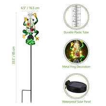 Load image into Gallery viewer, Litake Frog Rain Gauge Outdoor Decorative Metal Solar Rain Gauges Stake for Garden Yard, 6 Inch Capacity Plastic Tube and LED Light
