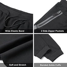 Load image into Gallery viewer, JARKADA Mens Hiking Jogger Sweatpants Slim Fit Workout Joggers for Men with Pockets Cotton Black M
