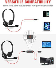 Load image into Gallery viewer, NUBWO USB Headset with Microphone for Laptop PC, headphones with Noise Cancelling Microphone for Computer, On-Ear Wired Office Call Center Headset for Boom Skype Webinars, In-line Control, Lightweight
