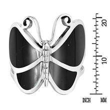 Load image into Gallery viewer, AeraVida Big Simulated Black Onyx Butterfly .925 Sterling Silver Ring (8)
