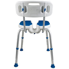Load image into Gallery viewer, PCP Shower Safety Seat, Cutout for Easy Cleaning, Non-Slip Bath Support Recovery Chair with Backrest, White/Blue, Foam Padded
