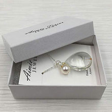 Load image into Gallery viewer, Popular Glass Dandelion Wish Pendant Necklace with Swarovski Crystal earl Charm on 18 Inch Sterling Silver Chain, Beautifully Elegant Gift, by Aimee Tresor Jewelry
