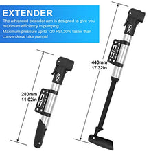 Load image into Gallery viewer, Mini Bike Pump Bicycle Tire Frame Pump 120 PSI High Pressure Portable Bicycle Air Pump Fits Presta &amp; Schrader Floor Bike Tyre Pump for Road Mountain BMX Bikes Sports Balls,Inflatables Items(Silver)
