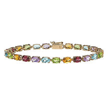Load image into Gallery viewer, 10K Yellow Gold Oval Cut Genuine Gemstone, Tennis Bracelet (3.5mm), Box Clasp, 7.25 inches
