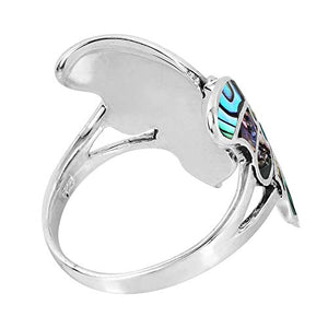 AeraVida Exotic Graceful Butterfly Abalone Shell Inlay .925 Sterling Silver Ring (6)