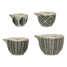 Load image into Gallery viewer, Creative Co-Op Stoneware, Black &amp; White, Set of 4 Measuring Cup, 4.5"
