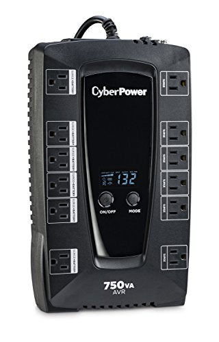 CyberPower AVRG750LCD Intelligent LCD UPS System, 750VA/450W, 12 Outlets, AVR, Compact