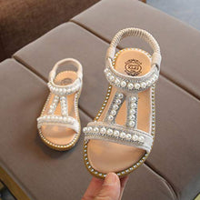 Load image into Gallery viewer, WUAI Kids Baby Girls Summer Sandals Fashion Boho Princess Flat Shoes Crystal Beach Roman Sandals 1-6Years(Beige,4-4.5Years)
