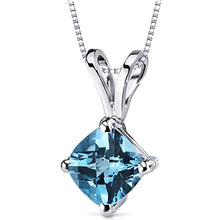 Load image into Gallery viewer, 14 Karat White Gold Cushion Cut 1.00 Carats Swiss Blue Topaz Pendant
