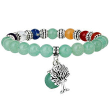 Load image into Gallery viewer, TUMBEELLUWA Beaded Bracelets Semi Precious Stone Yoga Beads Healing Crystals Tree of Life Charm Chakra Bracelet Handmade Jewelry for Women,Green Aventurine(7 Chakra)
