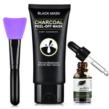 Load image into Gallery viewer, Charcoal Peel Off Face Mask HailiCare Blackhead Remover Face Mask 3 in 1 Purifying Peel Off Charcoal Mask with Tea Tree Serum and Brush for All Skin Types for Teens Men Women
