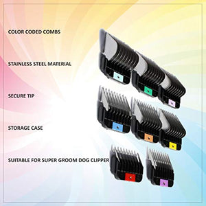 Wahl Professional Animal Stainless Steel Attachment Guide Comb Set for Detachable Blade Pet, Dog, Cat, and Horse Clippers (#3390-100)