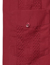 Load image into Gallery viewer, VATPAVE Mens Short Sleeve Button Down Cuban Guayabera Shirts 4X-Large WineRed
