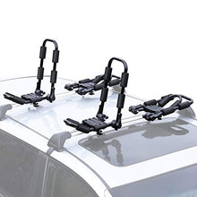 Load image into Gallery viewer, Leader Accessories Folding Kayak Rack 4 PCS/Set J Bar Car Roof Rack for Canoe Surf Board SUP On Roof Top Mount on SUV, Car and Truck Crossbar with 4 pcs Tie Down Straps
