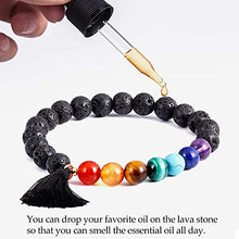Load image into Gallery viewer, Jewever 7 Chakra Healing Bracelet with Real Stones Lava Rock Diffuser Yoga Meditation Anxiety Bracelets for Women Men Friendship Stretch
