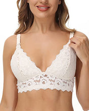 Load image into Gallery viewer, HOFISH Women&#39;s Maternity Bra for Breastfeeding Lace Nursing Bras Comfy for Pregnancy White L
