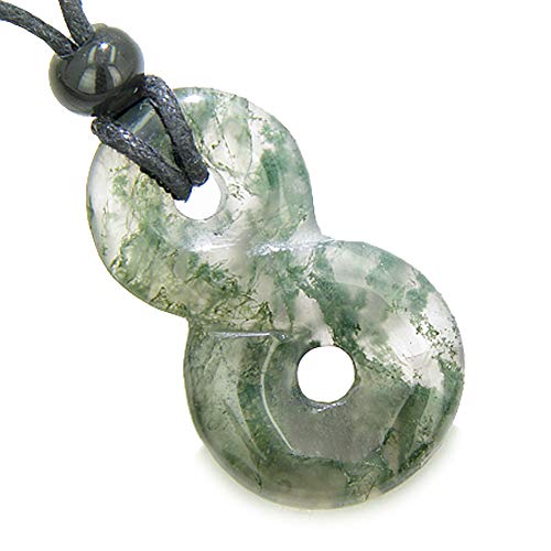 Infinity Magic Powers Knot Lucky Charm Good Luck Amulet Moss Agate Pendant Necklace