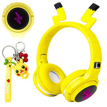 Load image into Gallery viewer, Kids Wireless Bluetooth Headphones,Cute Pikachu Over-Ear Headphones with Built-in Microphone,Wireless and Wired Headset for Phones,Tablets,PC,Laptop, for Boys Girls Toddler,Yellow
