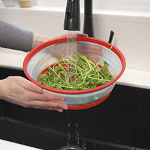 Load image into Gallery viewer, Tovolo Vented Collapsible Microwave Food Cover With Easy Grip Handle, Dishwasher-Safe, BPA-Free Silicone &amp; Plastic, 10.5" Round, Red
