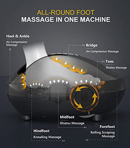 Cunmiso Life Foot Massager Machine With 2 Heat Modes & Remote, All-Round Shiatsu Foot Massager With Deep Kneading & Air Compression For Tired Muscles & Plantar Fasciitis, Fits Up To Men Size 12.5