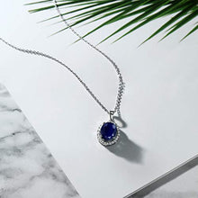 Load image into Gallery viewer, Gem Stone King 925 Sterling Silver Blue Sapphire Women&#39;s Gemstone Pendant Necklace, 5.40 Ctw Oval with 18 Inch Silver Chain
