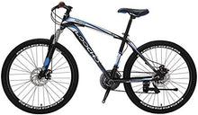 Load image into Gallery viewer, Mountain Bike for Men &amp; Women 21 Speed Shimano Dual Disk Brake Front Suspension Heavy Duty MTB, 18” Frame 26” Rim (Black&amp;Blue)
