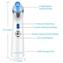 Load image into Gallery viewer, Blackhead Remover Vacuum - June Julien Facial Pore Cleanser Electric Acne Comedone Extractor Kit USB Rechargeable Blackhead Suction Tool with LED Display for Facial Skin(Blue)

