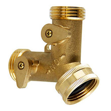 Load image into Gallery viewer, ATDAWN 2 Way Brass Hose Splitter, 3/4&quot; Brass Hose Connectors, Y Connector Garden Hose Adapter
