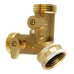 ATDAWN 2 Way Brass Hose Splitter, 3/4" Brass Hose Connectors, Y Connector Garden Hose Adapter