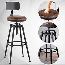 Load image into Gallery viewer, MSMV 27-35 Inch (Set of 2) Vintage Industrial Bar Stool-Farmhouse Swivel Bar Stool-Swivel Kitchen Island Dining Chair-Kitchen Counter Height Adjustable Pipe Stool-Cast Steel Stool
