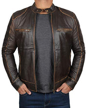 Load image into Gallery viewer, Blingsoul Cafe Racer Slim Fit Men Leather Jacket Brown | [1100506] Dodge Dark Brown - 2XL
