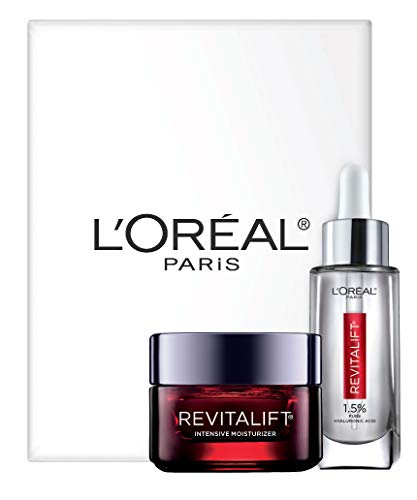 L'Oreal Paris Revitalift Anti-Aging Skin Care Regimen Kit with Hyaluronic Acid Facial Serum and Triple Power Face Moisturizer, Paraben and Fragrance Free, 2 count