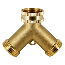 Load image into Gallery viewer, ATDAWN 2 Way Brass Hose Splitter, 3/4&quot; Brass Hose Connectors, Y Connector Garden Hose Adapter
