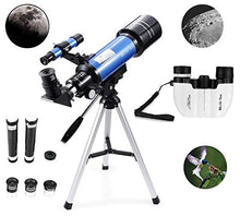 Load image into Gallery viewer, MaxUSee 70mm Refractor Telescope + 8X21 Compact HD Binoculars for Kids and Astronomy Beginners, Travel Scope for Moon Stars Viewing Bird Watching Sightseeing
