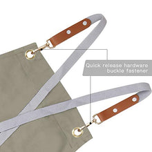 Load image into Gallery viewer, Chef Apron,Cross Back Apron for Men Women with Adjustable Straps and Large Pockets,Canvas,M-XXL (Beige)
