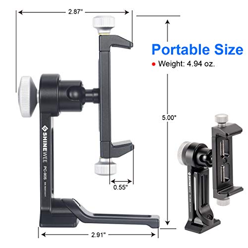 Load image into Gallery viewer, Phone Holder Adapter for Tripod, On Table iPhone Stand, Arca QR, 1/4" Screw Mount, 360 Degree Ball Head Rotate & Tilt Vertical & Horizontal, Fits iPhone 6 7 8 X 11 Pro Se Samsung Phone Clamp