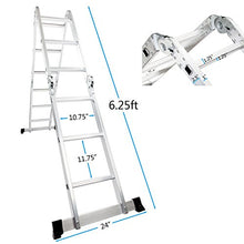 Load image into Gallery viewer, Luisladders Folding Ladder Multi-Purpose Aluminium Extension 7 in 1 Step Heavy Duty Combination EN 131 Standard (12.5 Feet)
