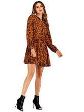 Load image into Gallery viewer, Floerns Women&#39;s Printed Long Sleeve Button A-Line Short Dress Orange XL
