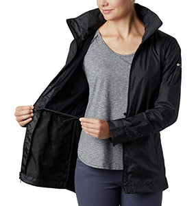 Columbia Women's Sustina Springs Long Lined Windbreaker, Black, Medium