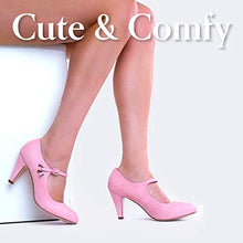 Load image into Gallery viewer, Kitten Heels Mary Jane Pumps By Zooshoo- Adorable Vintage Shoes- Unique Round Toe Design With An Adjustable Strap,Rose Pink,5.5 B(M) US
