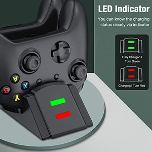 Controller Charger for Xbox one, Controller Charging Station Compatible with Xbox One/One X/One S/One Elite, Dual Charging Dock with 2 x 1200mAh Rechargeable Battery Packs…