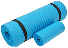 Load image into Gallery viewer, BalanceFrom GoYoga+ All-Purpose 1/2-Inch Extra Thick High Density Anti-Tear Exercise Yoga Mat and Knee Pad with Carrying Strap (Blue)
