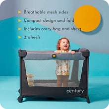 Load image into Gallery viewer, Century Travel On 2-in-1 Compact Playard with Bassinet, Playpen with Sheet Included, Metro
