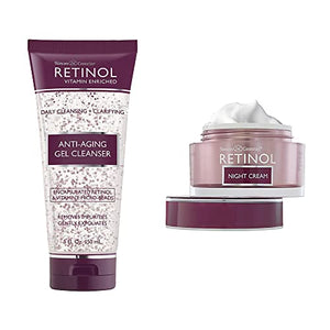 Retinol Anti-Aging Gel Cleanser -Gently Cleans Impurities From Pores & Exfoliates for Soft, Smooth Skin + Retinol Night Cream The Original Anti-Aging Retinol Moisturize For Younger Looking Skin