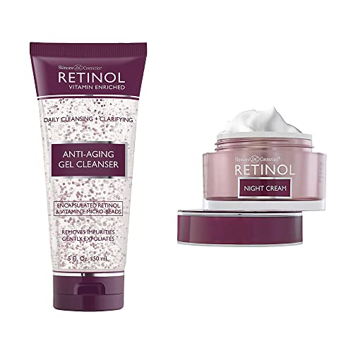 Retinol Anti-Aging Gel Cleanser -Gently Cleans Impurities From Pores & Exfoliates for Soft, Smooth Skin + Retinol Night Cream The Original Anti-Aging Retinol Moisturize For Younger Looking Skin